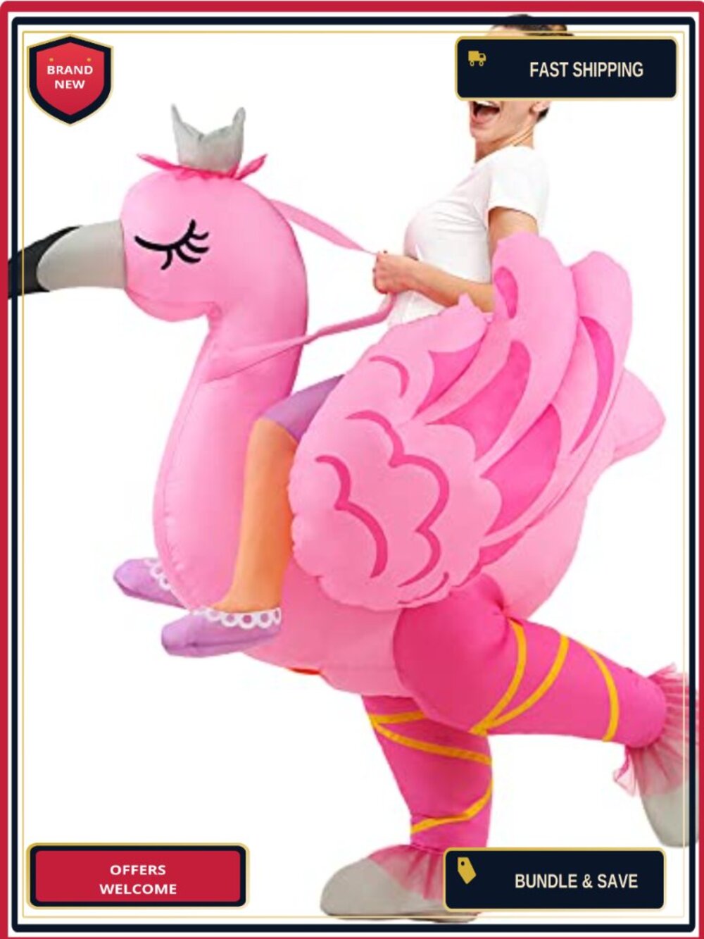 Inflatable Flamingo Costume Adult Blow Up Halloween Cosplay